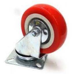 RUEDA 2 1/2" ROJA PLASTICA C/BASE METAL R G-2192